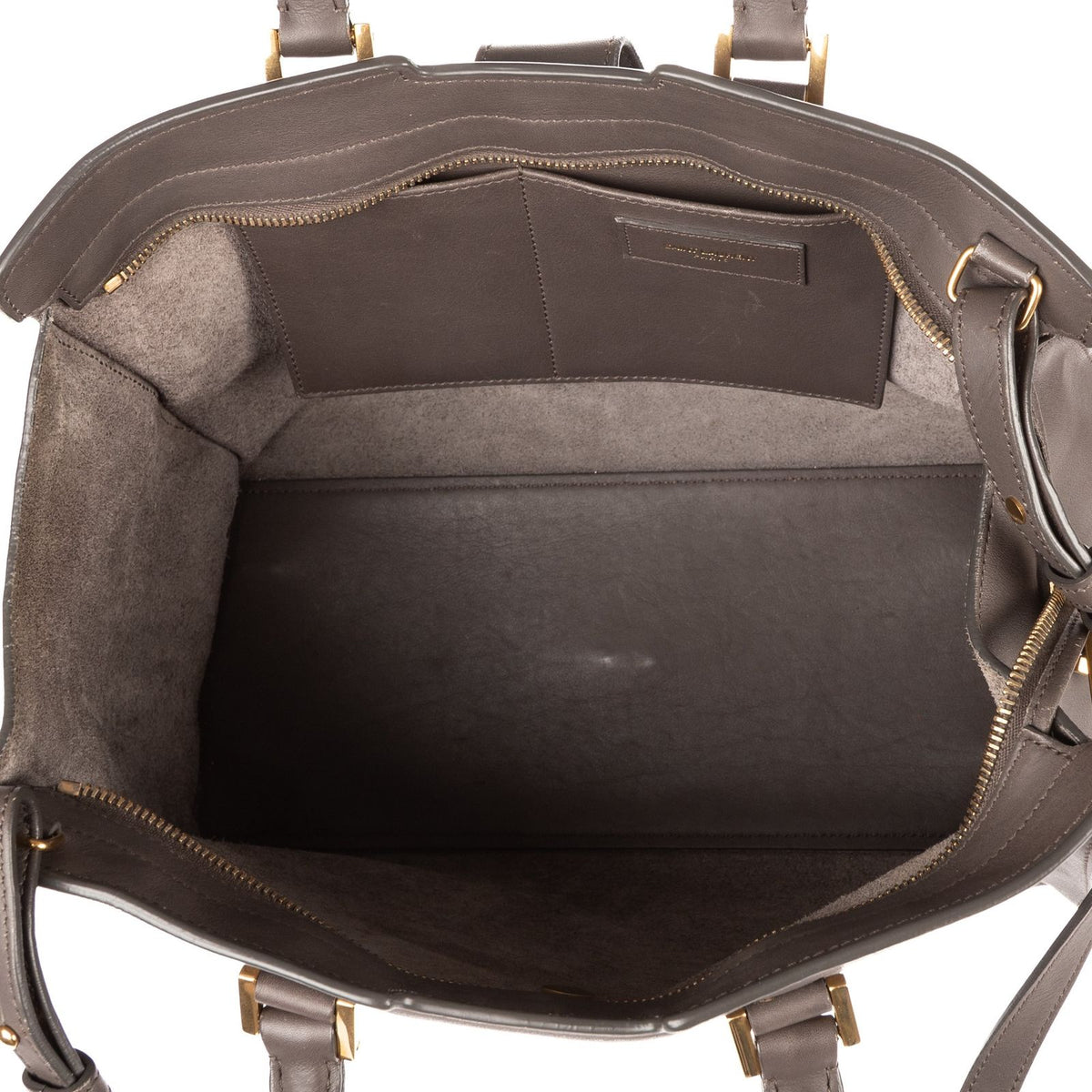 Saint Laurent Small Cabas Chyc Tote Bag Gray Calfskin Leather — view 8