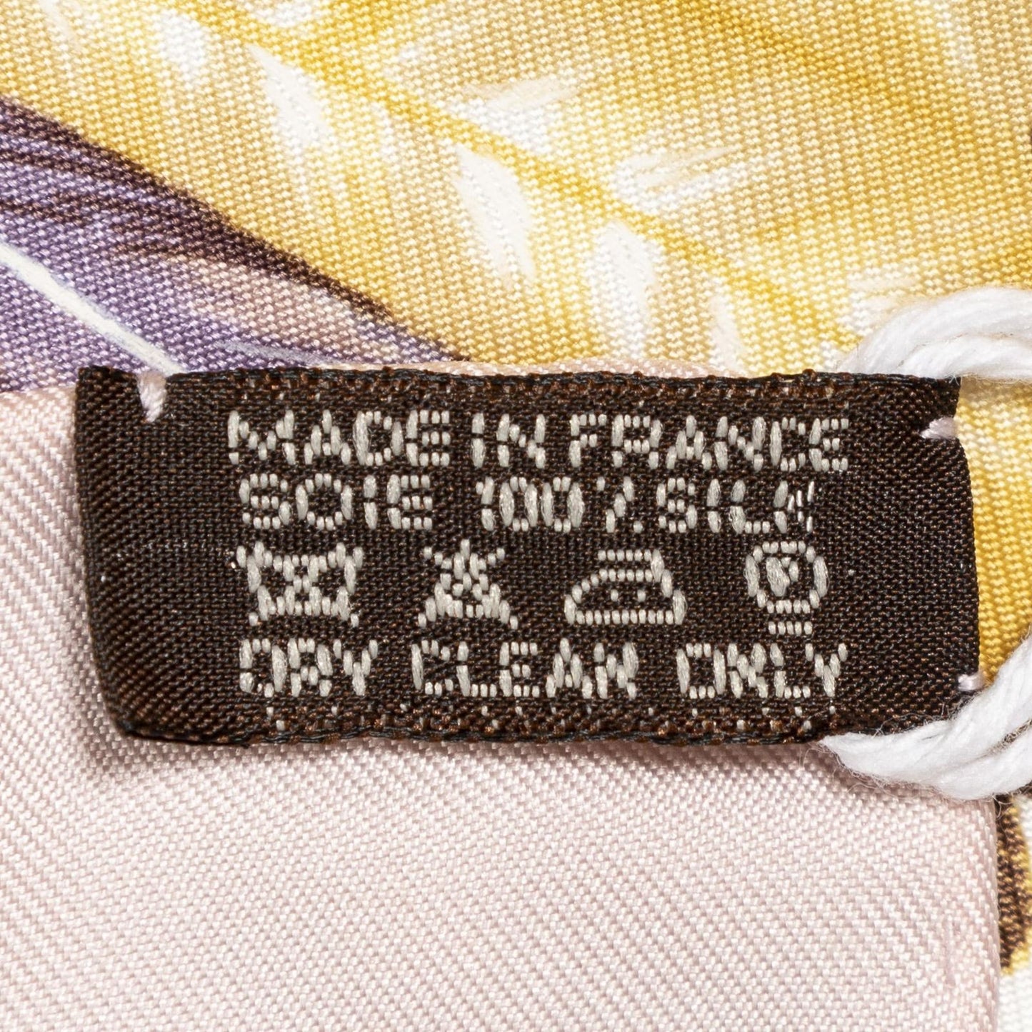 Hermes Scarf Light Pink Lilac Yellow Silk — view 5