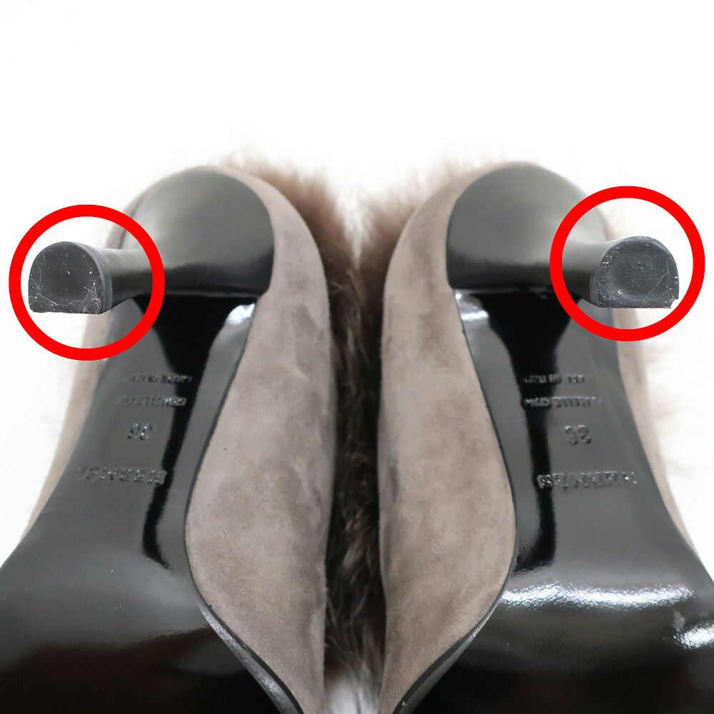 Hermes Heaven Short Boots Suede Fur Gray Brown 36 — view 8
