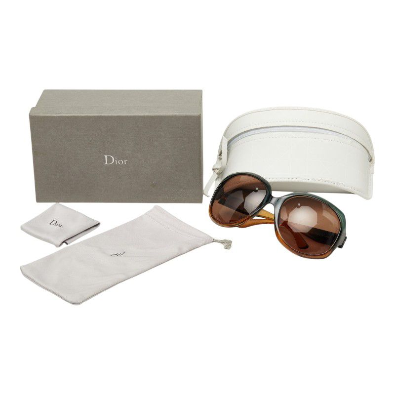 Dior Glossy 1 Gradient Frame Sunglasses Brown Green Acetate Eyewear — view 7