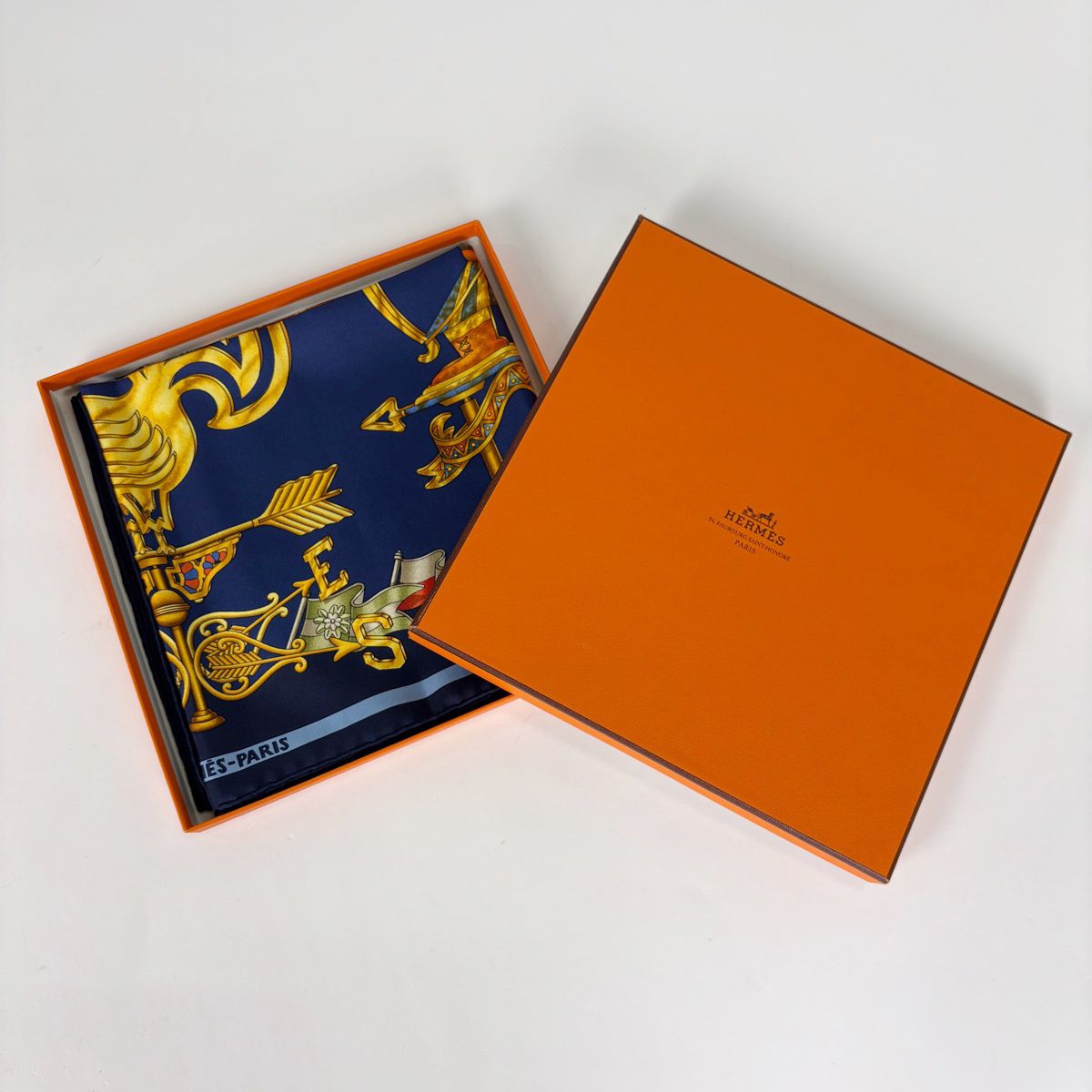 Hermes Carre 90 les Girouettes Scarf Wind Vane Silk Navy Multicolor — view 4