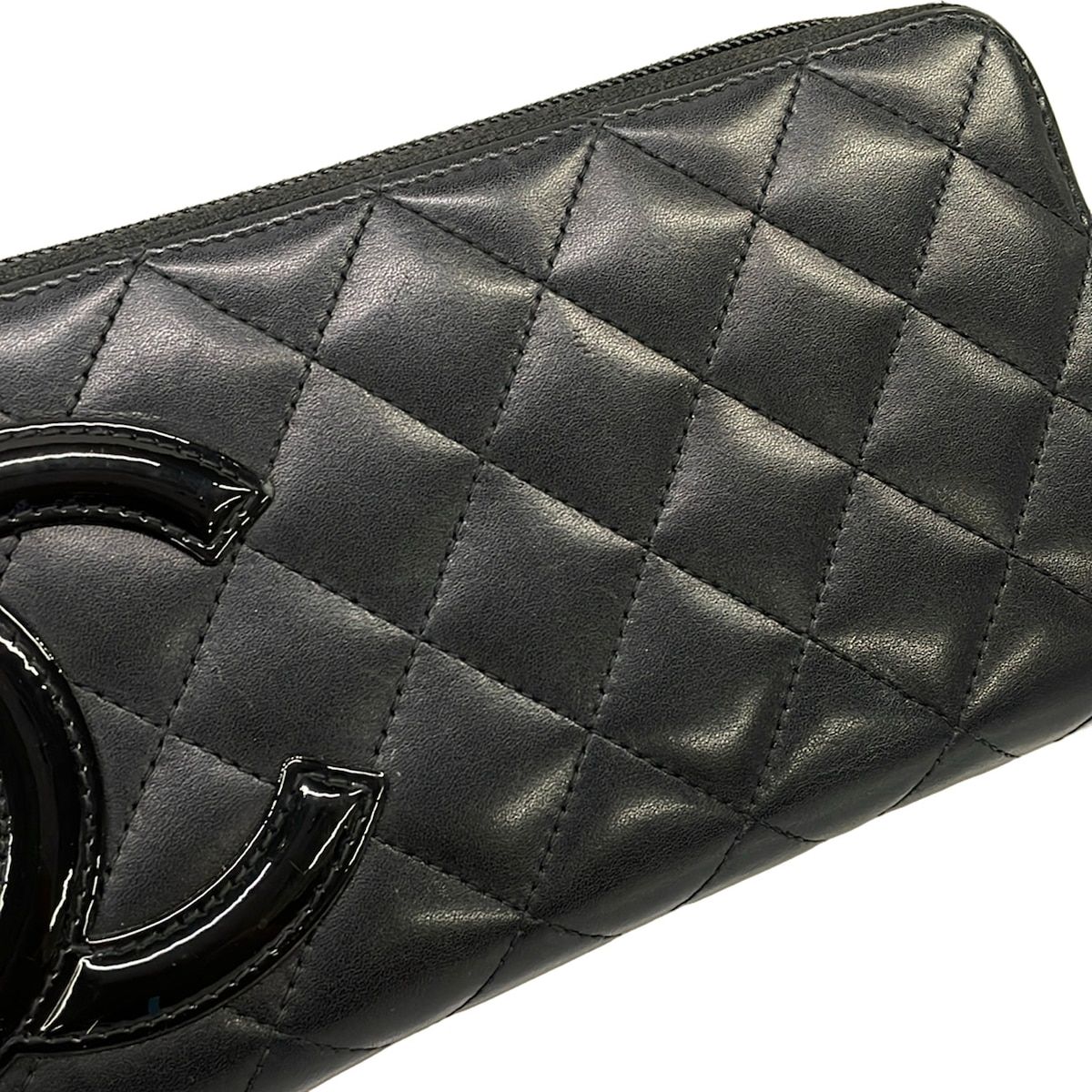 Chanel Wallet Cambon Line Black Silver Zip Around Leather Lambskin — view 9
