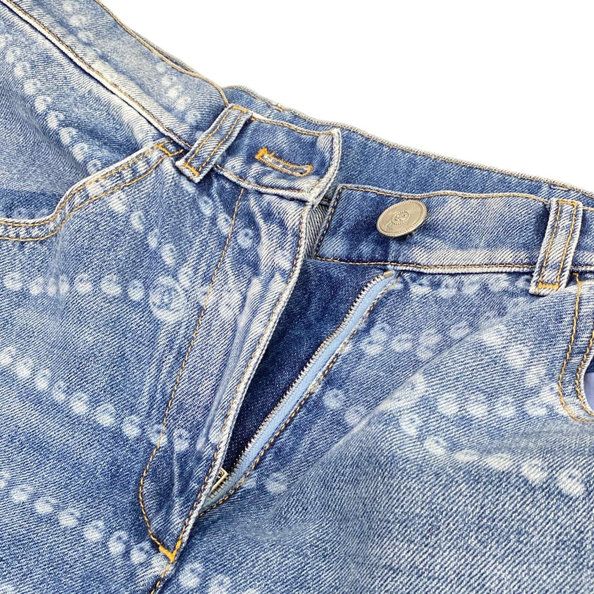 Chanel Jeans 36 S Light Blue Full Length Pearl CC Logo Wide Cotton — view 9