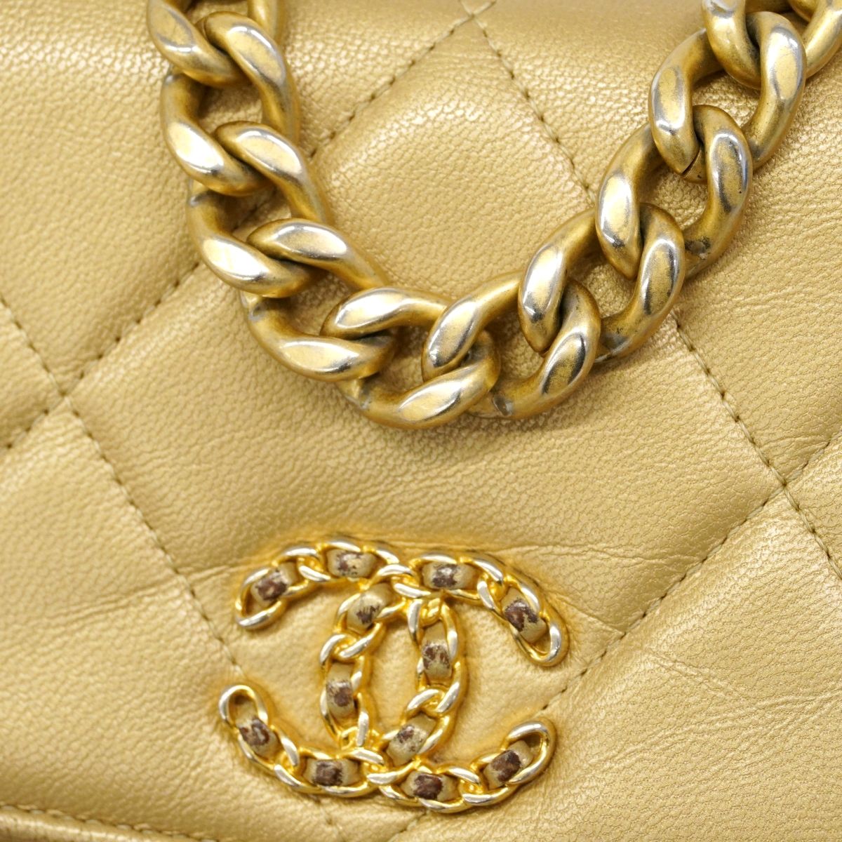 Chanel Shoulder Wallet 19 Lambskin Brown Gold Silver — view 9