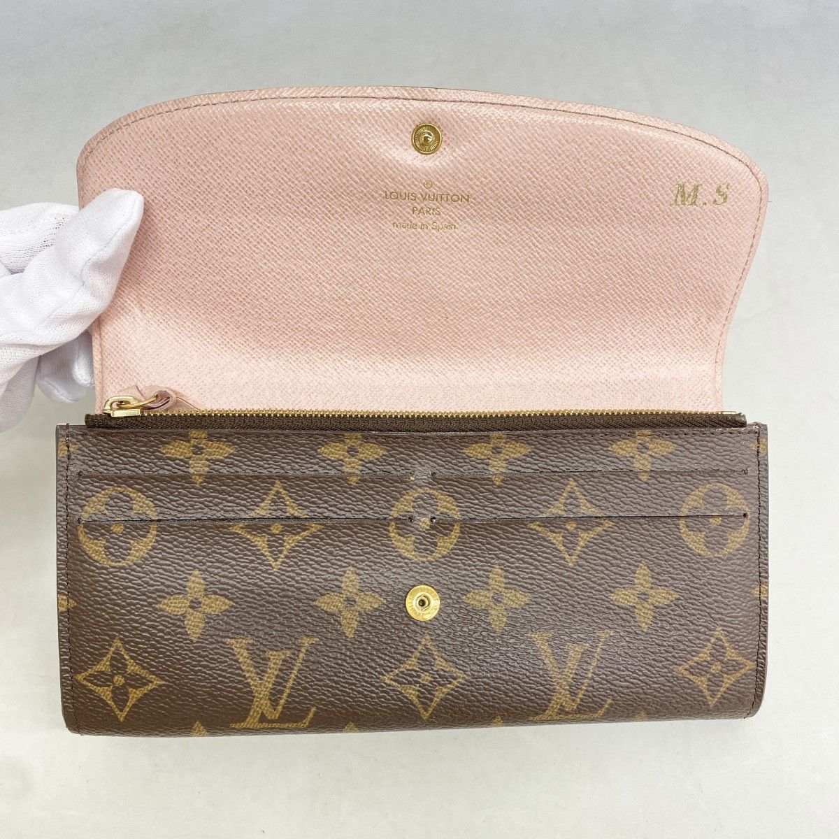 Louis Vuitton Wallet Monogram Portefeuille Emily Brown Rose Velours — view 9