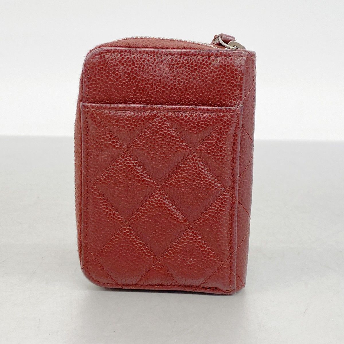 Chanel Coin Case Quilted Caviar Leather Bordeaux Silver — view 8