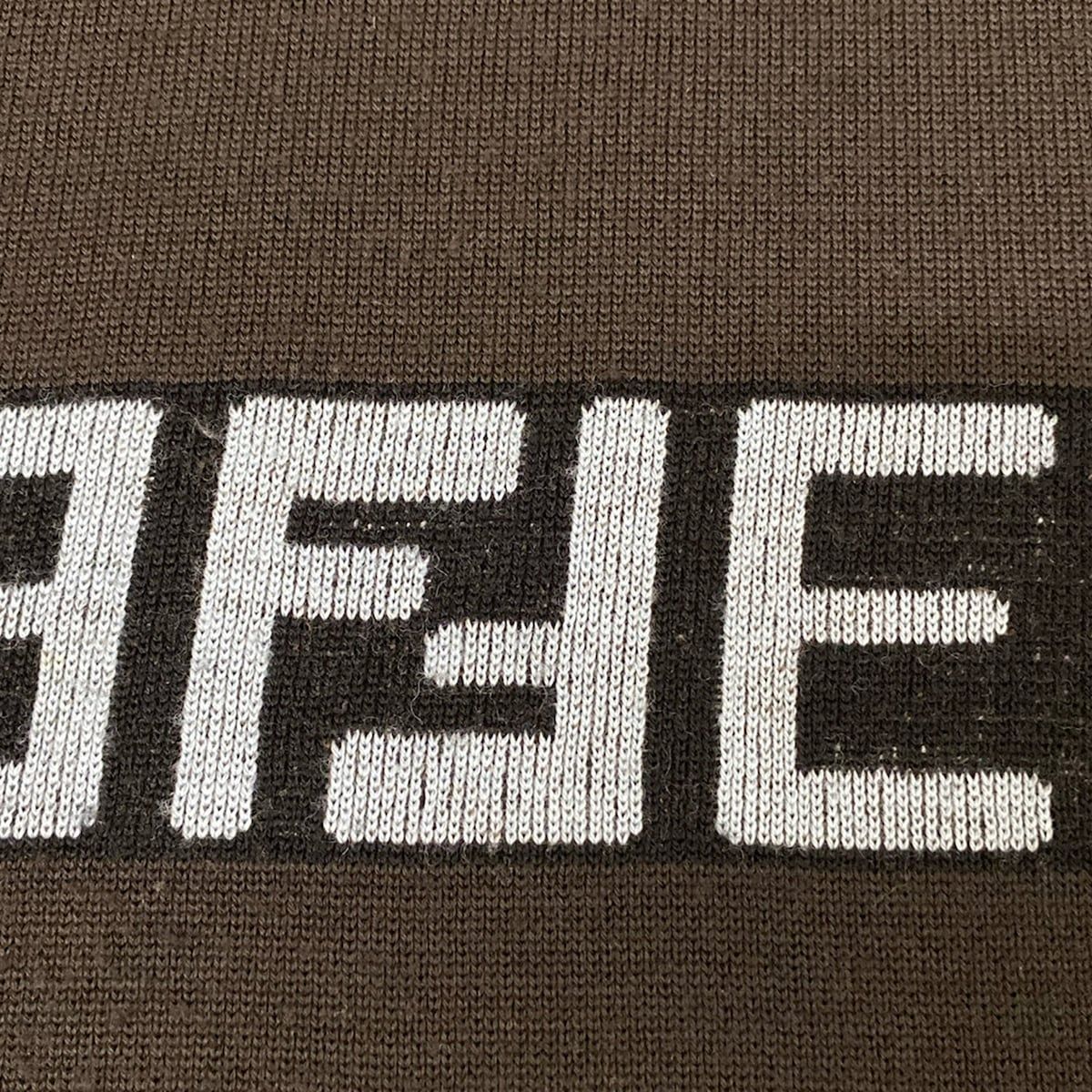 Fendi Poncho TU Dark Brown Light Blue Black Knit Hooded Logo Wool — view 9