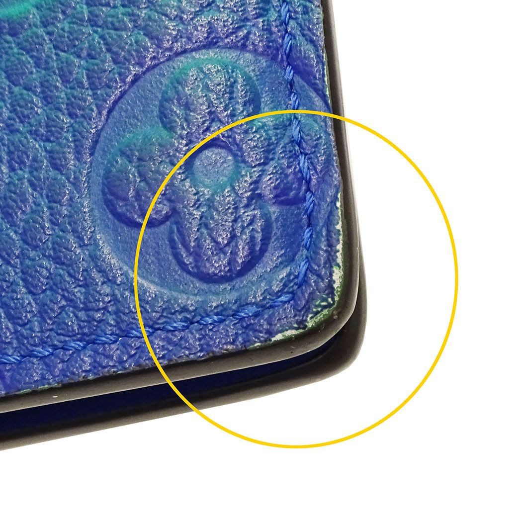Louis Vuitton Wallet Taurillon I Illusion Portefeuille Brazza Blue Vert — view 9