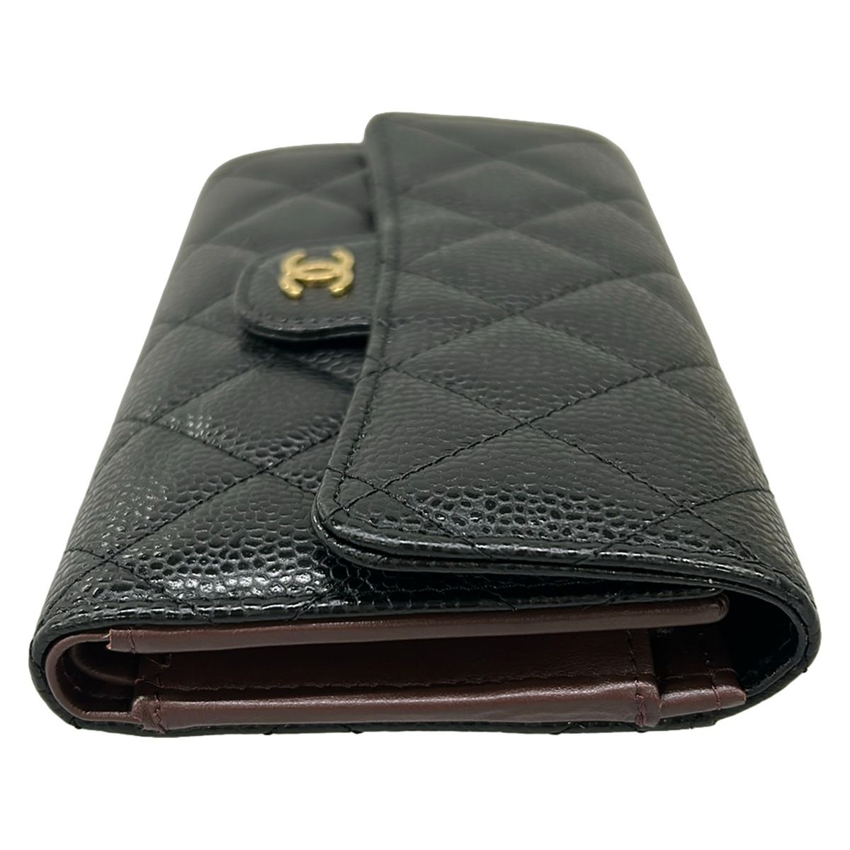 Chanel Trifold Wallet Classic Flap Quilted Black Gold — view 9