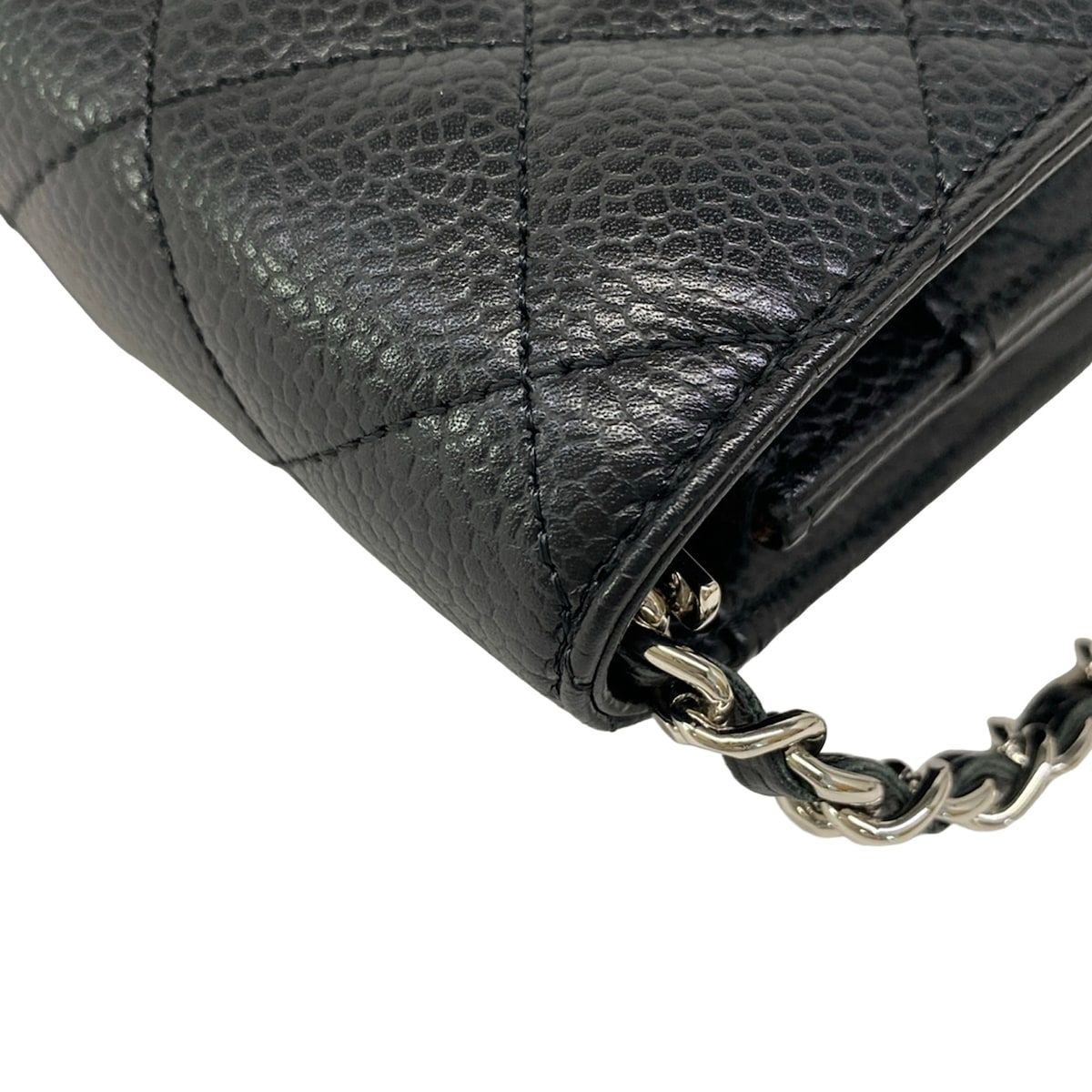 Chanel Wallet Quilted Black Chain Silver Shoulder — view 8
