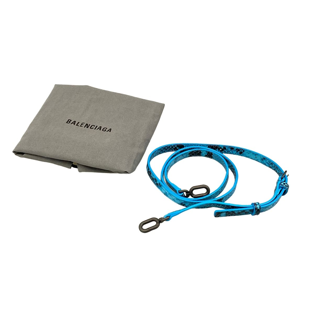 Balenciaga Handbag Hour Glass Small Blue Embossed Leather — view 8