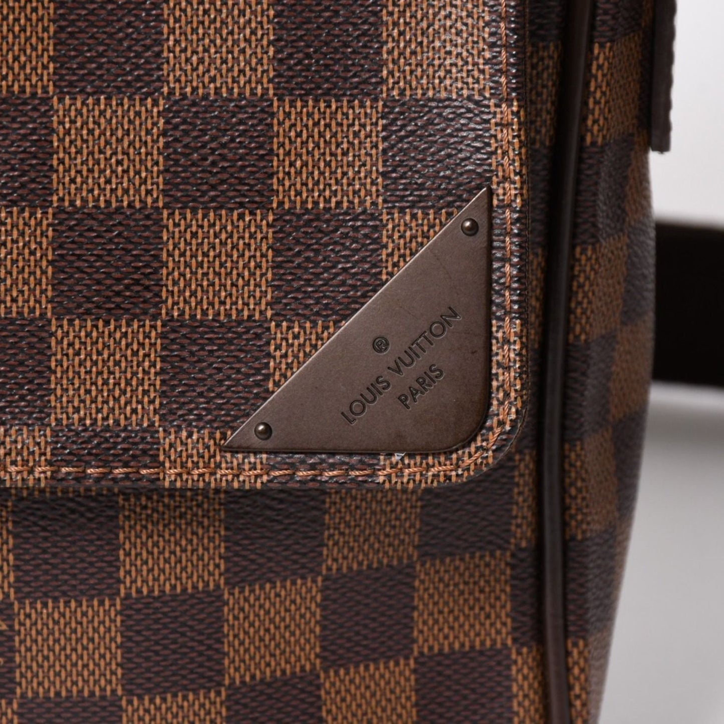 Louis Vuitton Shelton MM Damier Graphite Shoulder Bag Leather Brown Gold — view 8
