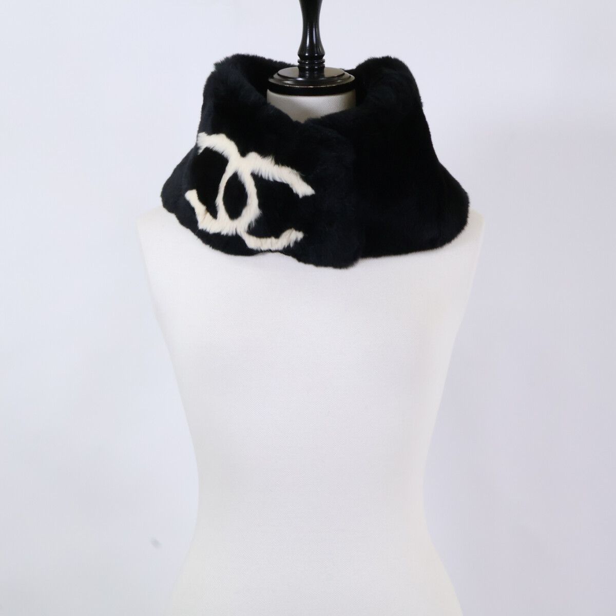 Chanel CC Logo Rabbit Fur Tippet Scarf — view 7