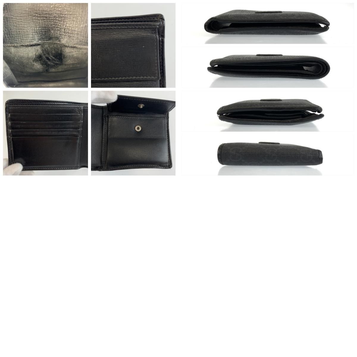 Gucci Interlocking Black GG Supreme Canvas Compact Wallet — view 9