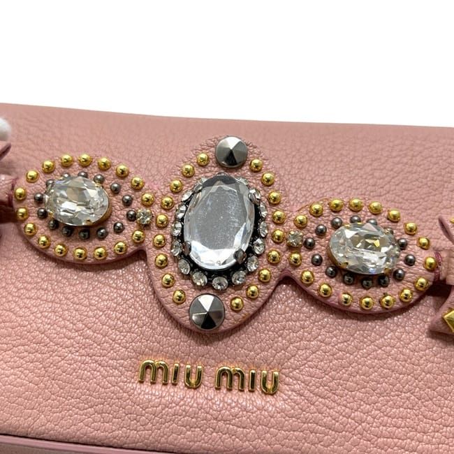 Miu Miu Miu Clutch Ribbon Handbag 194 Leather View Pink — view 8