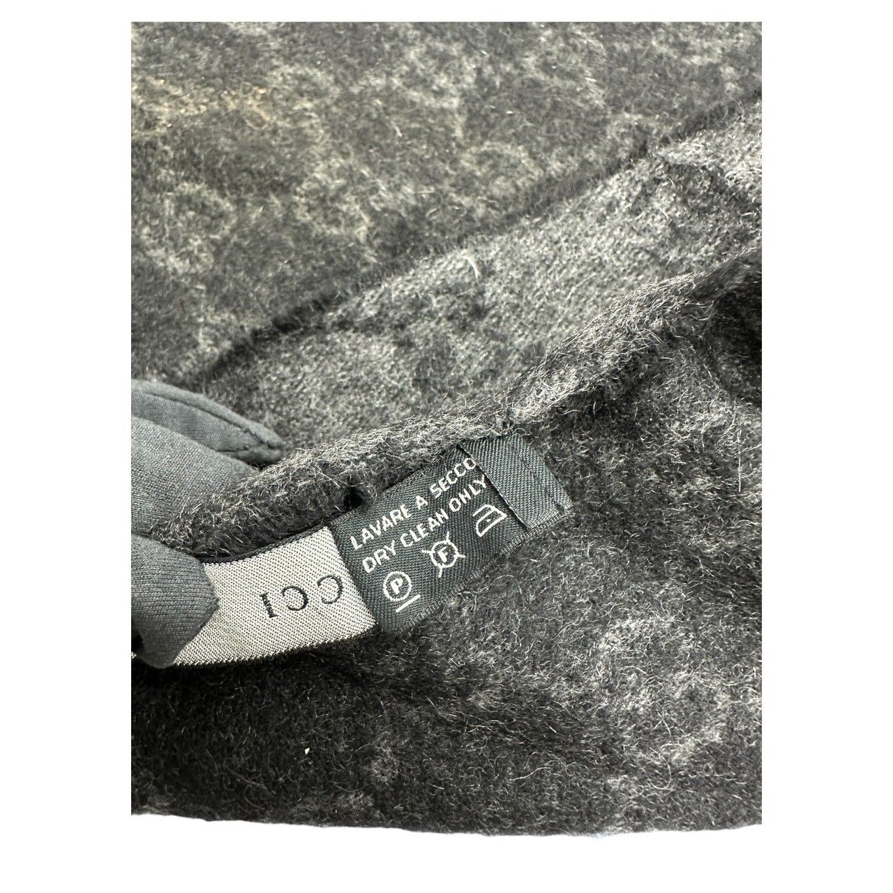 Gucci GG Gray Black Fringe Scarf — view 4