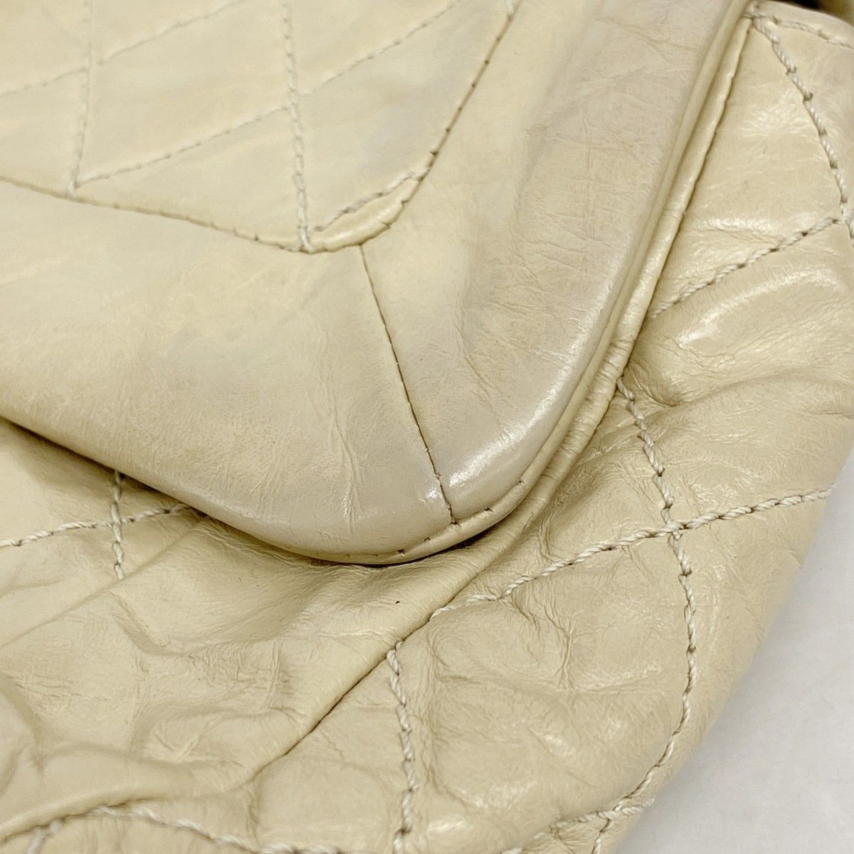 Chanel Shoulder Bag Quilted Calfskin Beige Silver — view 8