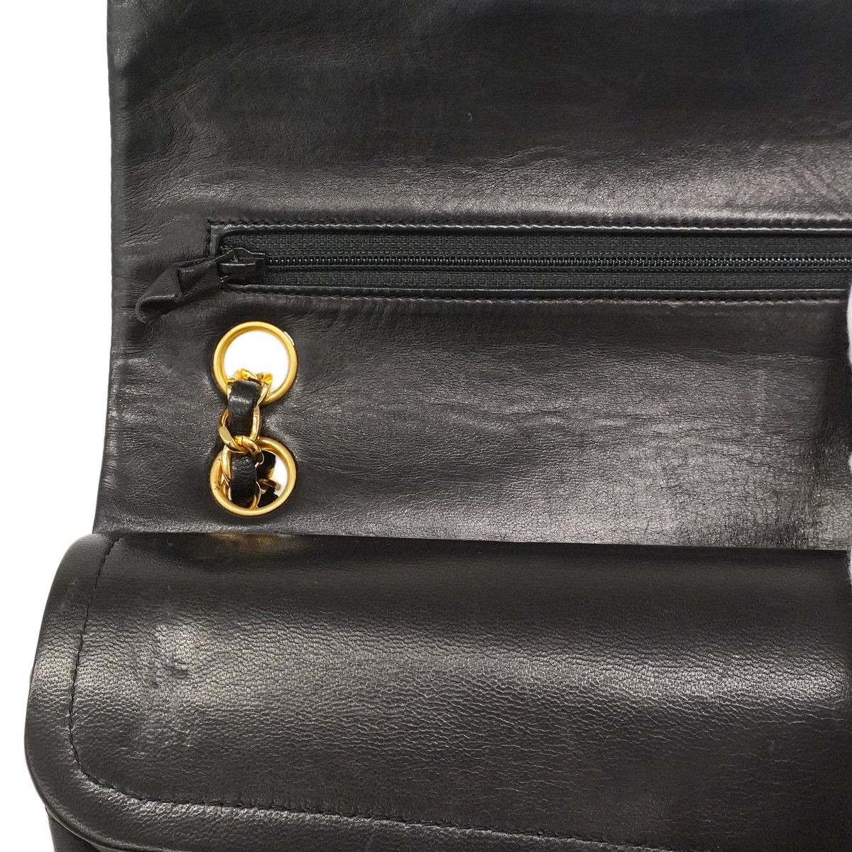 Chanel Shoulder Bag Quilted Lambskin Black Gold — view 8