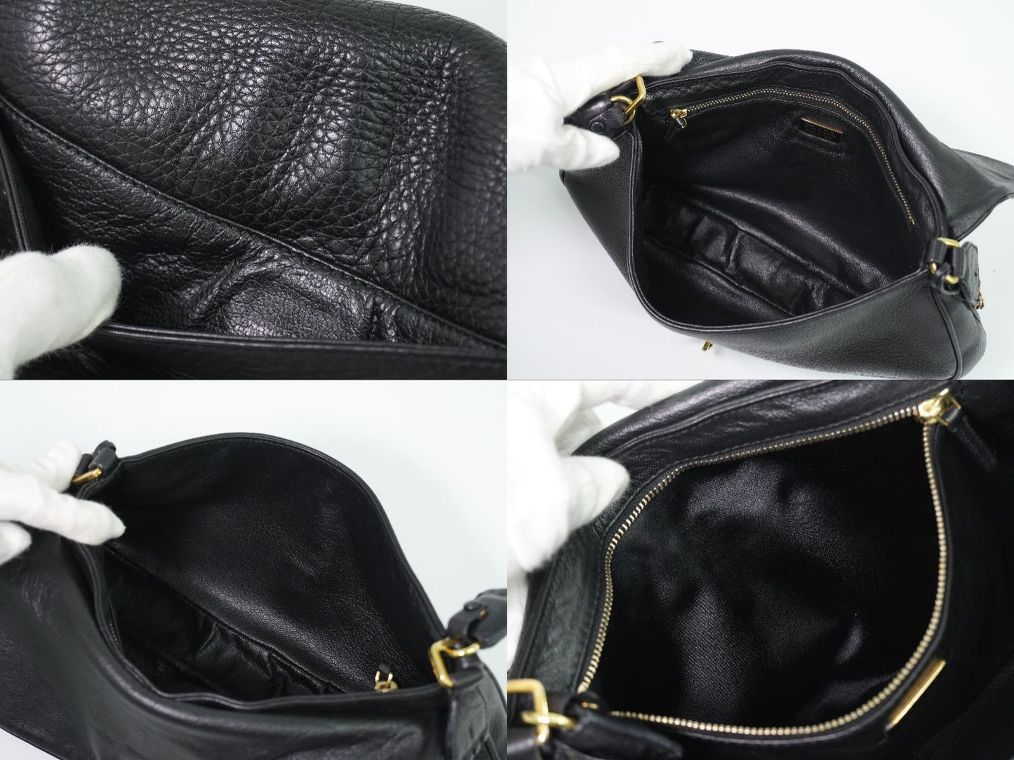 Prada Turnlock Chain Shoulder Bag Leather Black Second — view 8