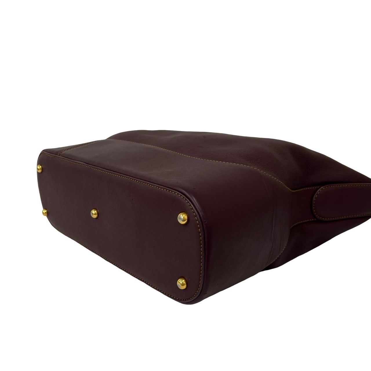 Loewe Vintage Anton Logo Leather Shoulder Bag Wine — view 8