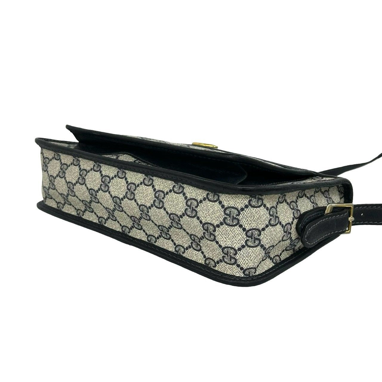 Gucci Vintage GG Logo Handle Leather Shoulder Bag Sacoch Pochette Navy — view 8