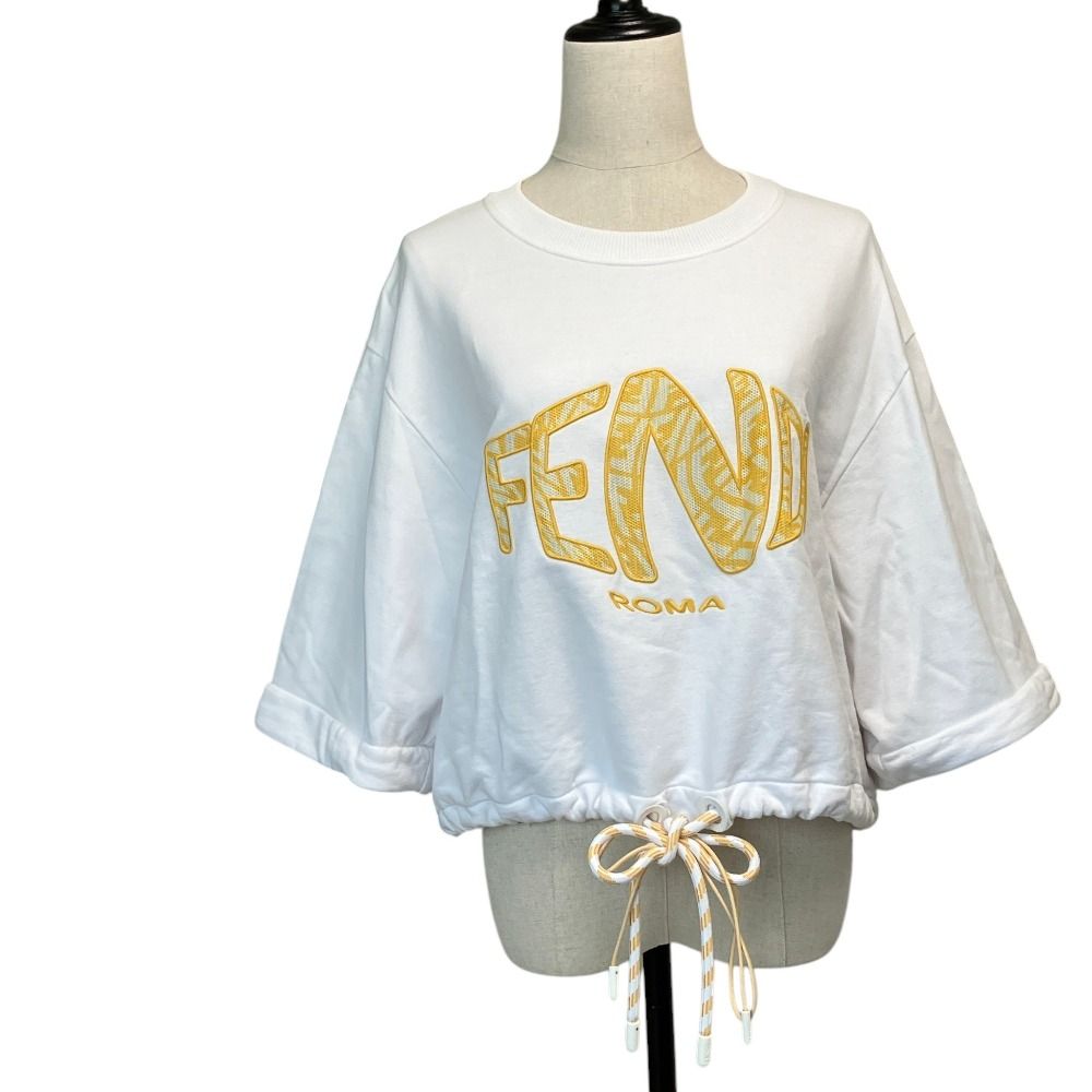 Fendi Fisheye Cropped Sweatshirt M White — view 9