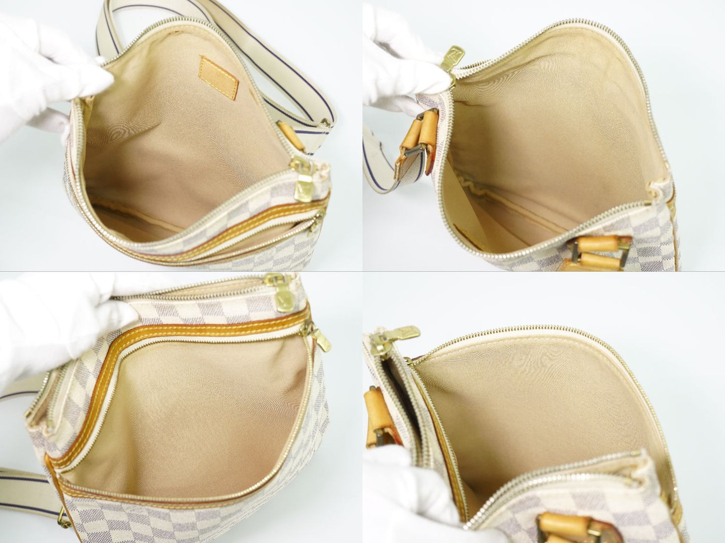 Louis Vuitton LV Pochette Damier Azur Shoulder Bag White Gray Second — view 8