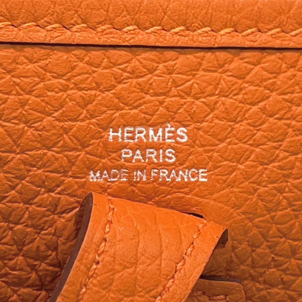 Hermes Shoulder Bag Evelyne TPM 111 Amazon Orange Silver Taurillon Clemence — view 8