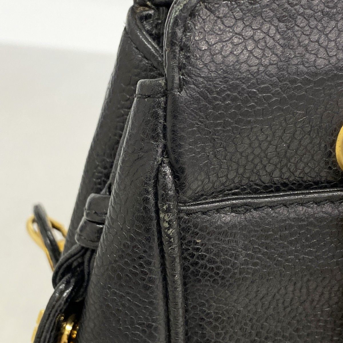 Chanel Shoulder Bag Triple Coco Caviar Leather Black Gold — view 8