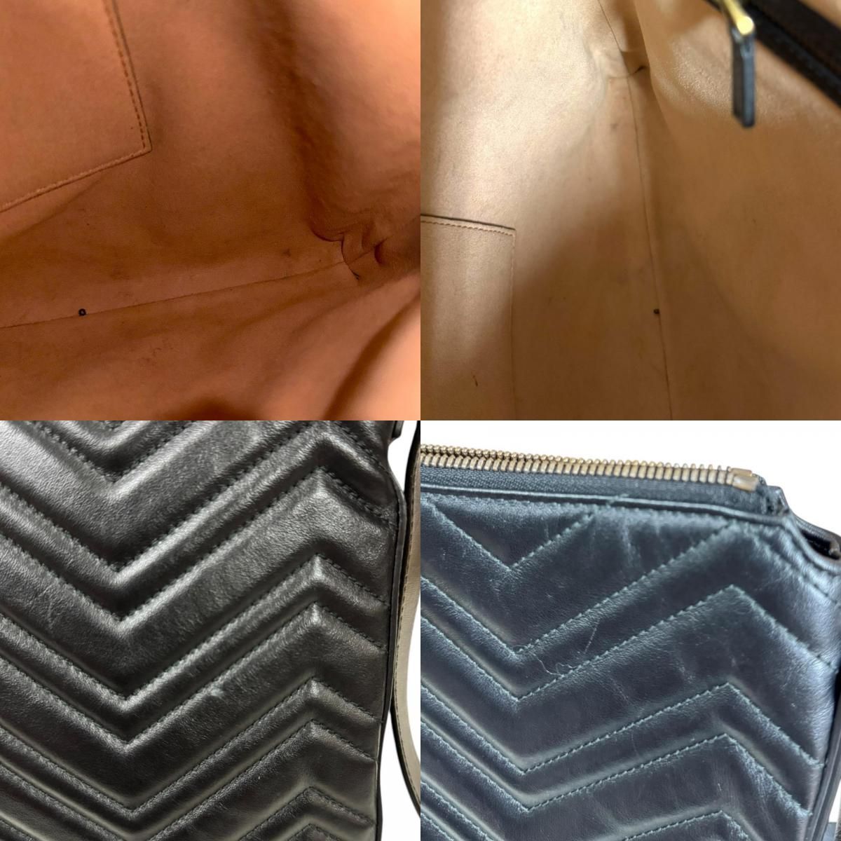 Gucci Quilted Shoulder Bag GG Marmont Bag Leather Black Second — view 8