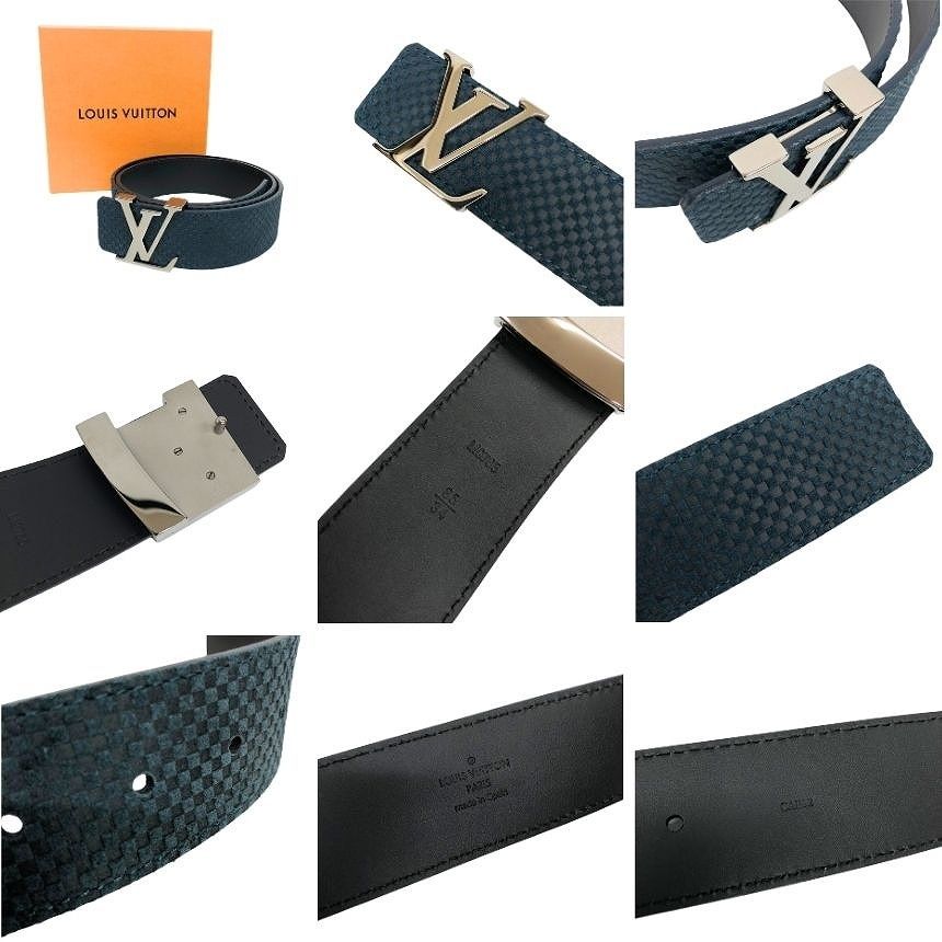 Louis Vuitton Monogram Ceinture Initial Belt 85 Abyss Blue Green Male New — view 3