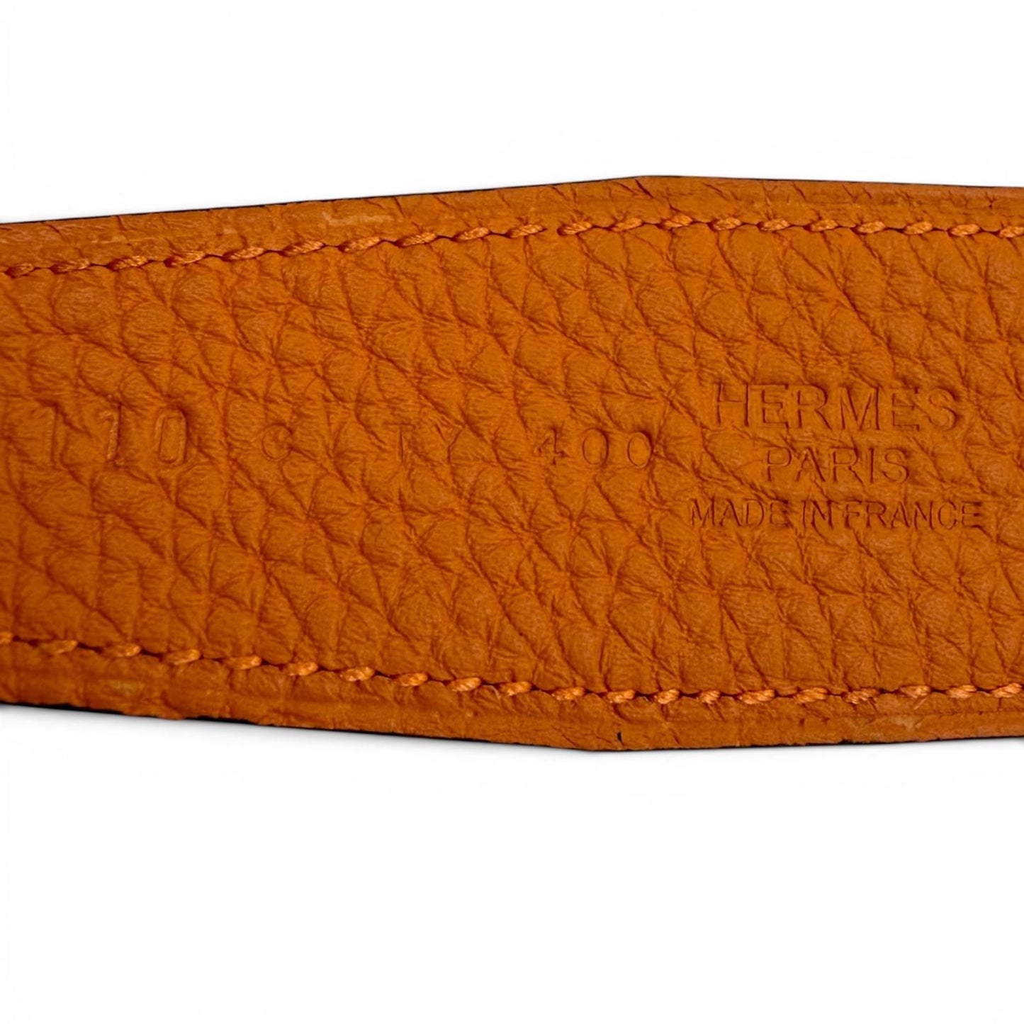 Hermes Constance Pegasus Box Calf Togo Silver Reversible Belt Black Orange — view 8