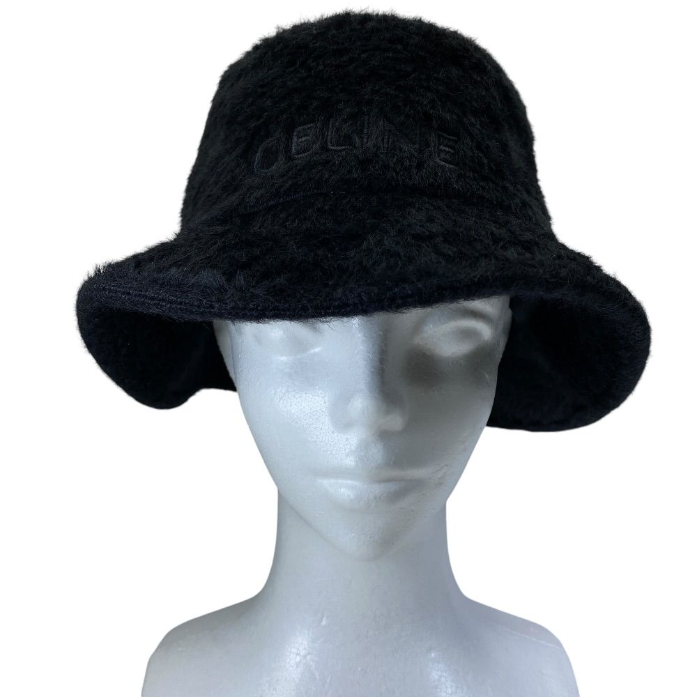 Celine Bucket Hat Logo Embroidery Alpaca Black Going — view 9