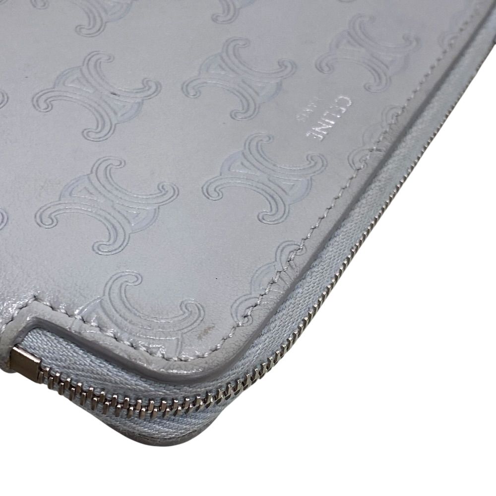 Celine Triomphe Key Ring Coin Case Card Leather Light Blue Compact Capacity — view 9