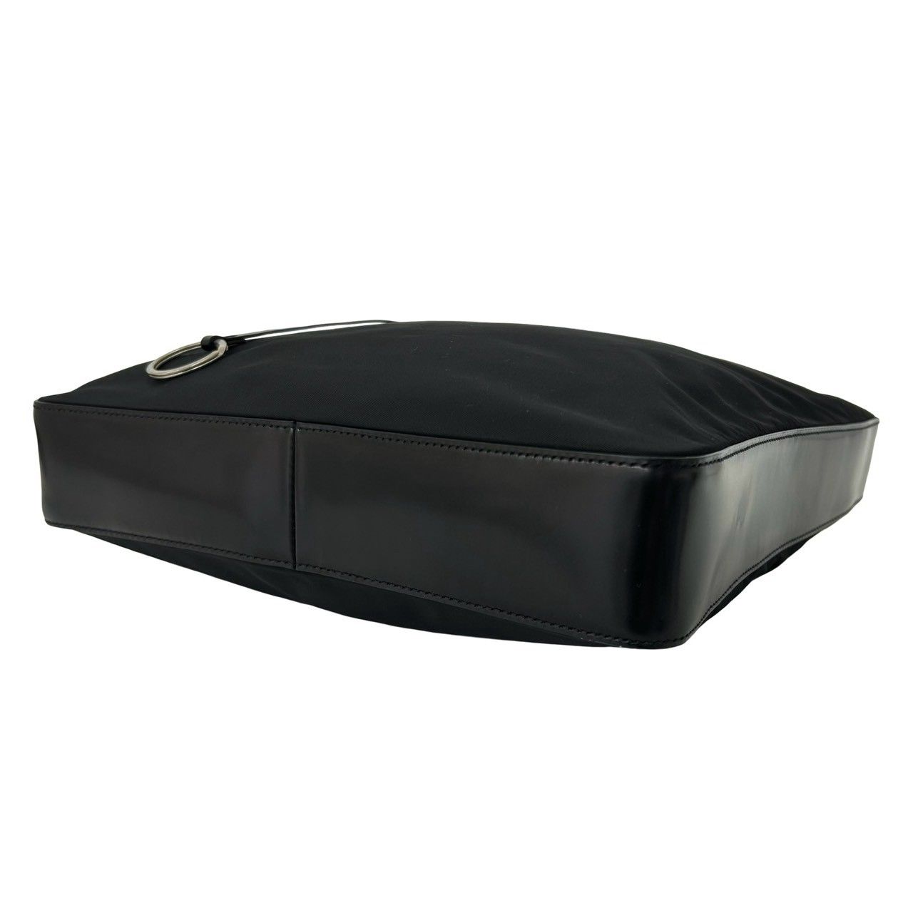 Prada Nylon Leather Tote Shoulder Bag Black — view 8