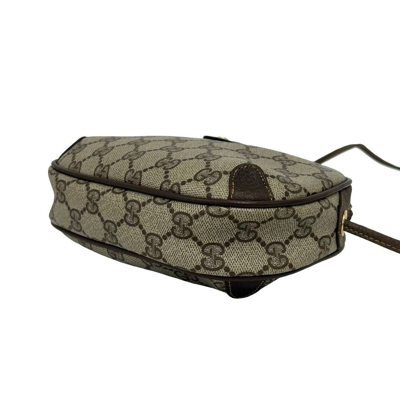Gucci Vintage Sherry Line GG Logo Handle Leather Shoulder Bag Pochette Brown — view 8
