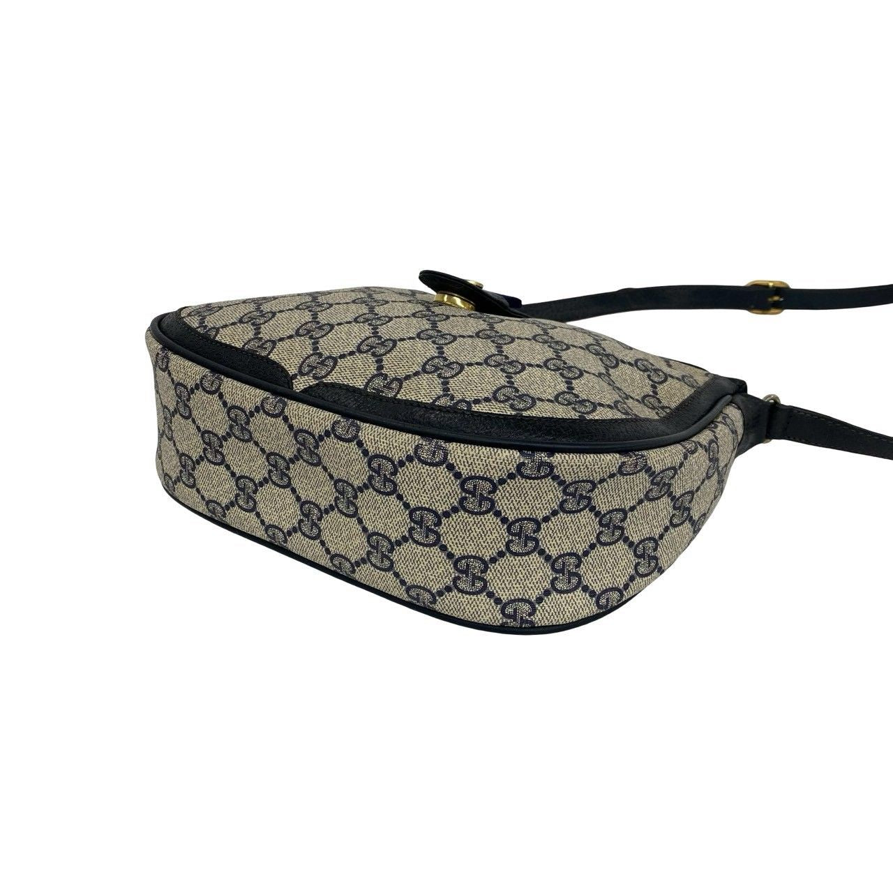 Gucci Vintage Sherry Line GG Logo Leather Shoulder Bag Sacoch Navy — view 8