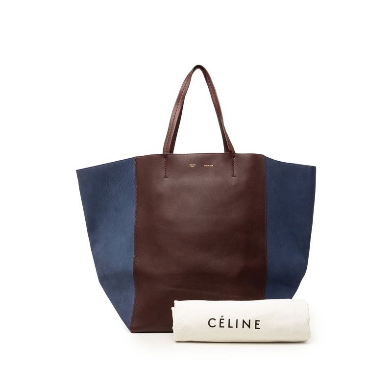Celine Cabas Phantom Tote Wine Red Bordeaux Navy Leather Suede — view 7