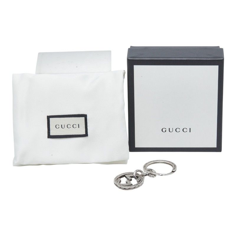 Gucci Interlocking Key Ring Key Holder Charm Silver — view 4