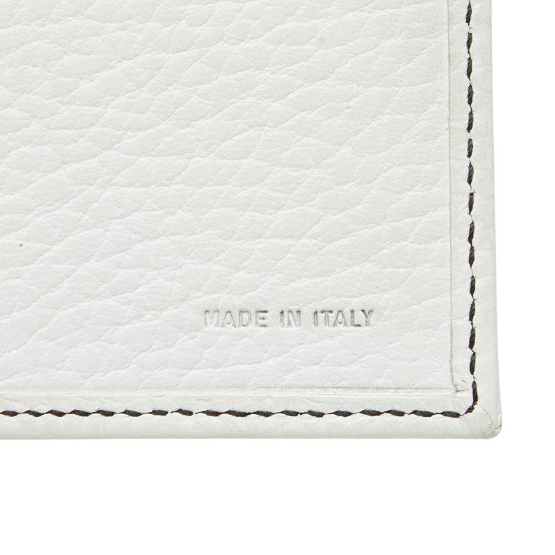 Fendi Zucchino Logo Charm Trifold Wallet White Brown Canvas Leather — view 9