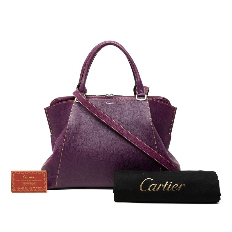 Cartier C de Cartier 2-Way Shoulder Bag Purple Leather — view 8