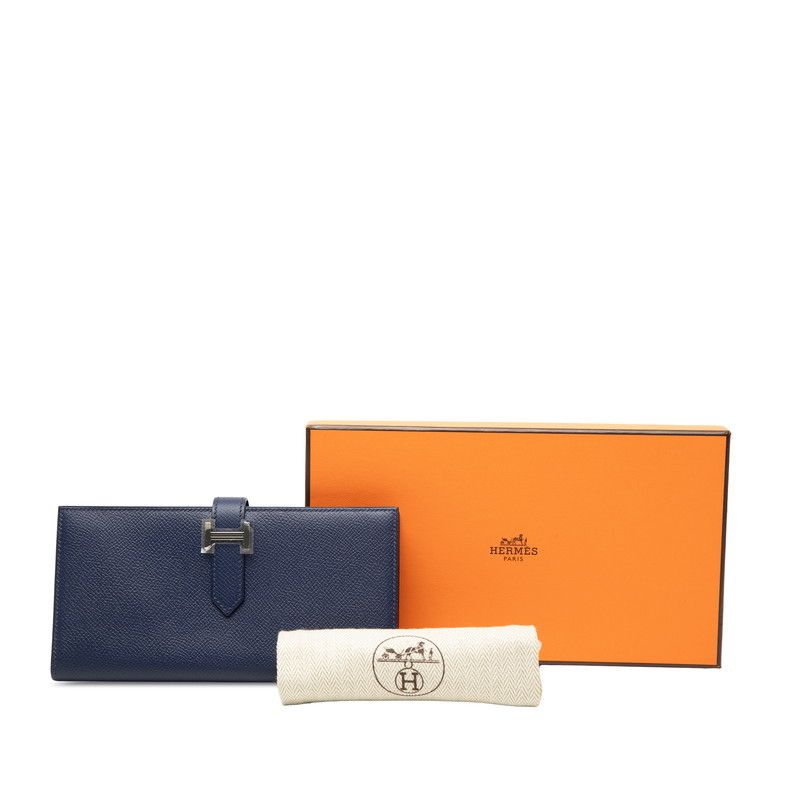 Hermes Bearn Souffle Bifold Wallet Blue Saphir Gold Veau Epsom — view 7