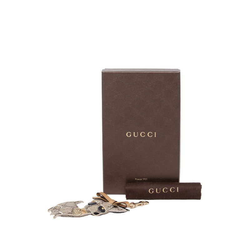 Gucci GG Plus Ori Chihuahua Charm Key Holder Key Ring Beige — view 5