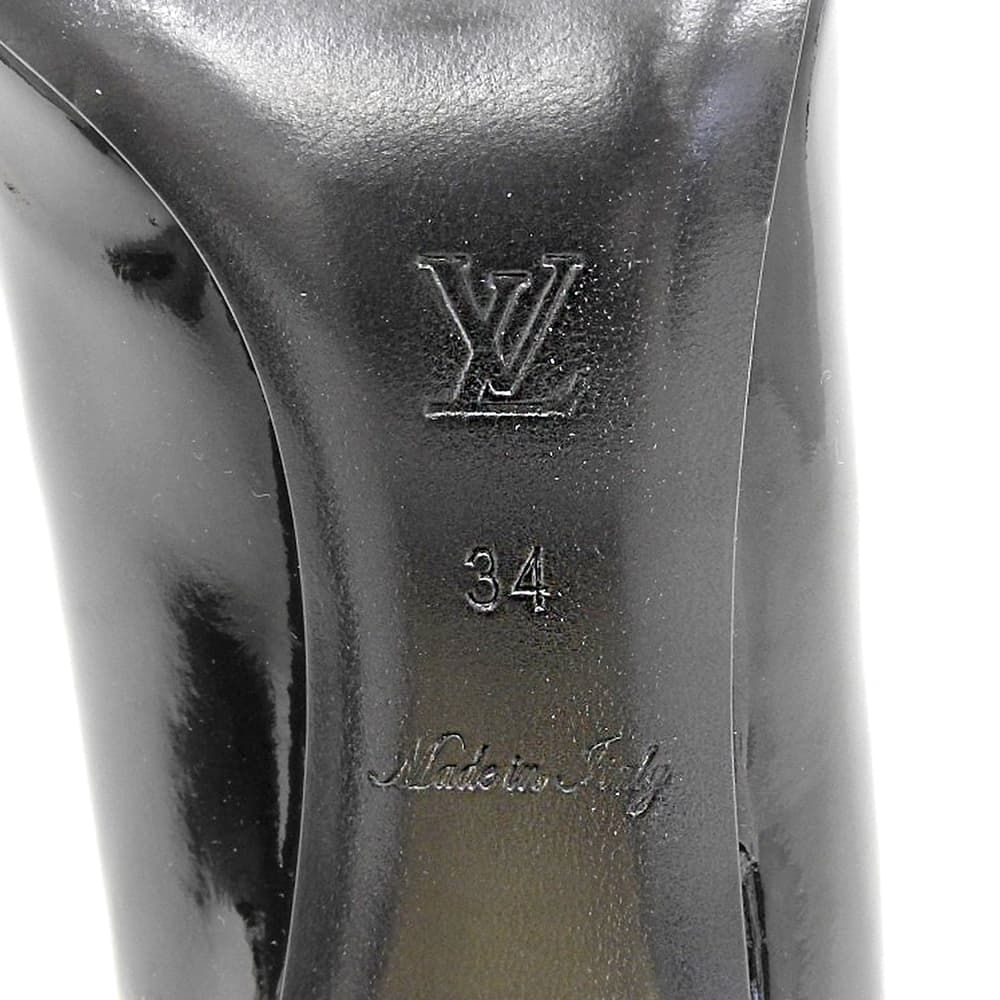 Louis Vuitton Patent Leather Logo Buckle Black Heels 34 — view 6