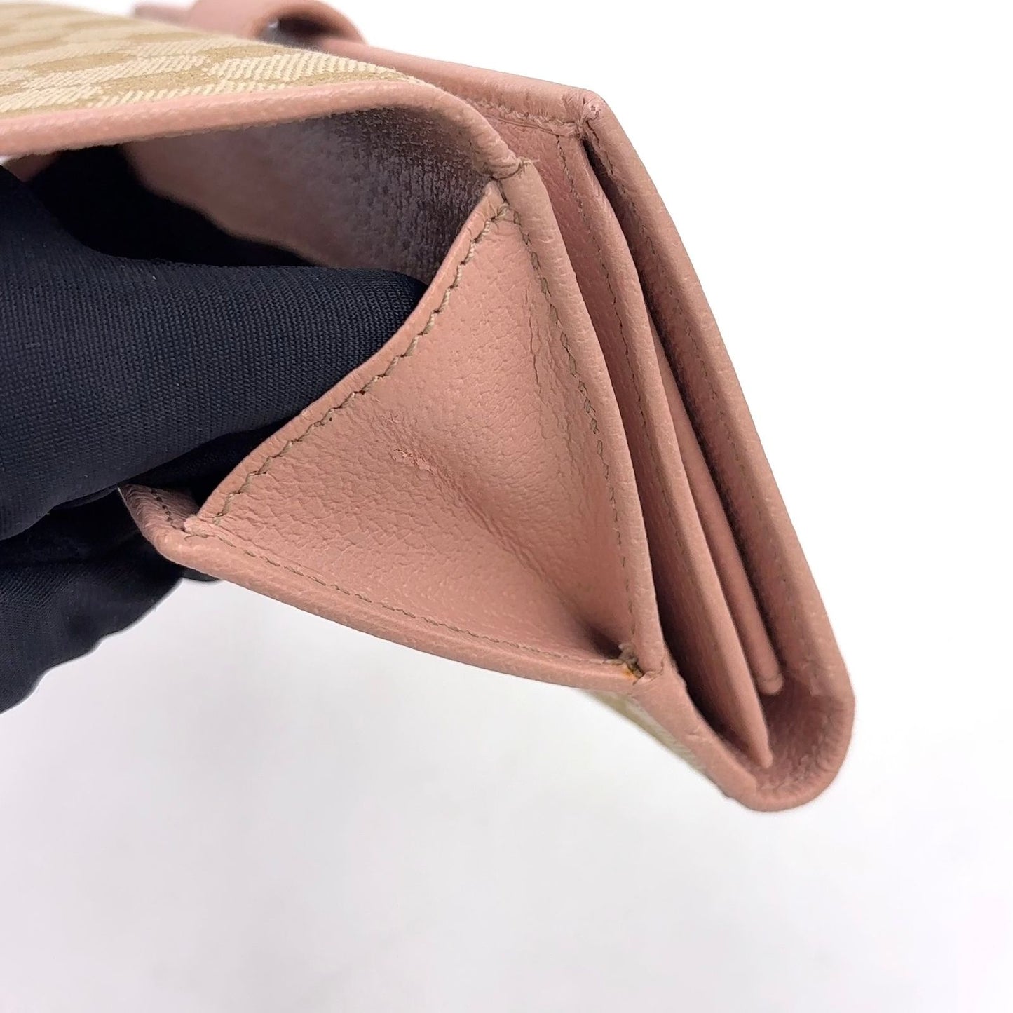 Gucci GG Canvas Hook Leather Beige Lightpink Wallet Gold — view 9