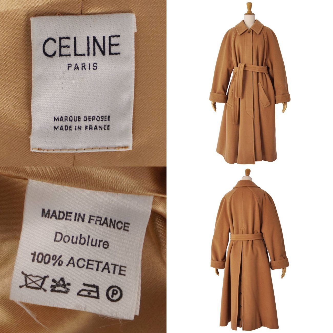 Celine Vintage Coat with Belt Soutien Collar — view 9