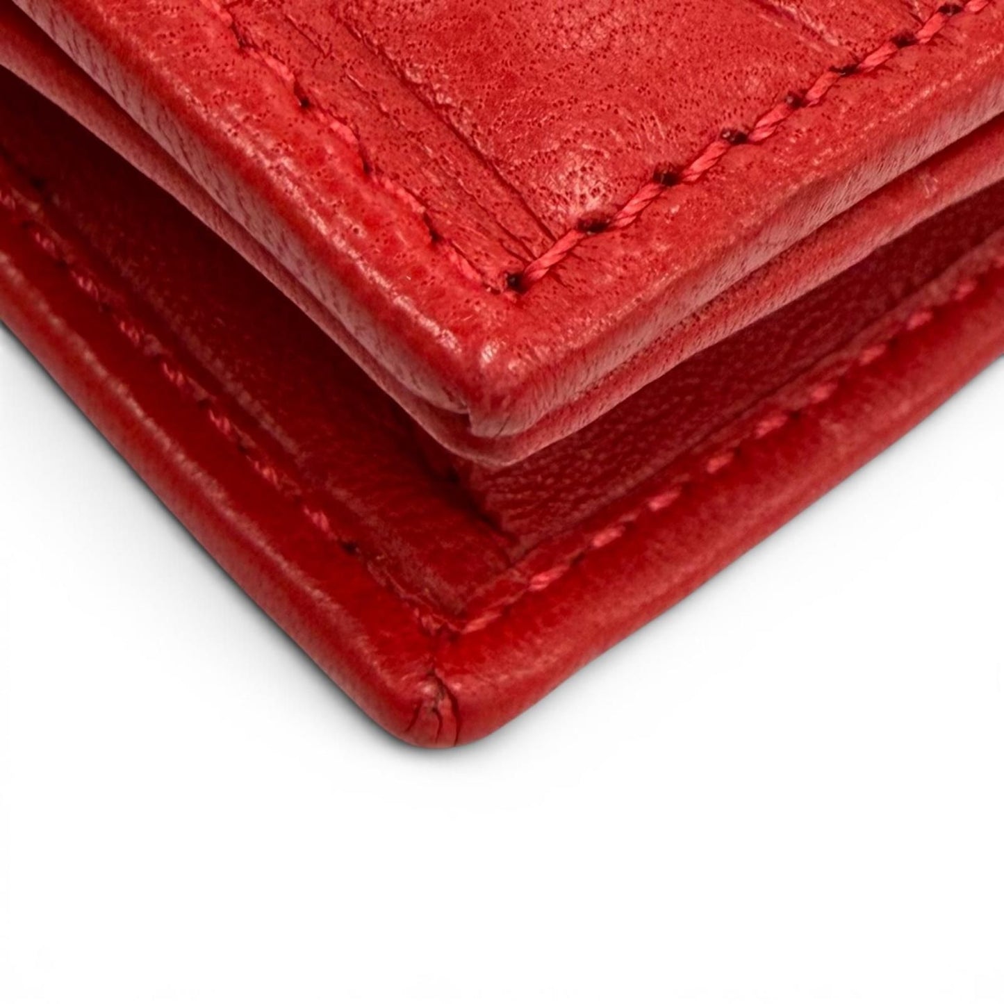 Fendi FF Embossed Logo Leather Chain Wallet Red Gold Shoulder — view 8