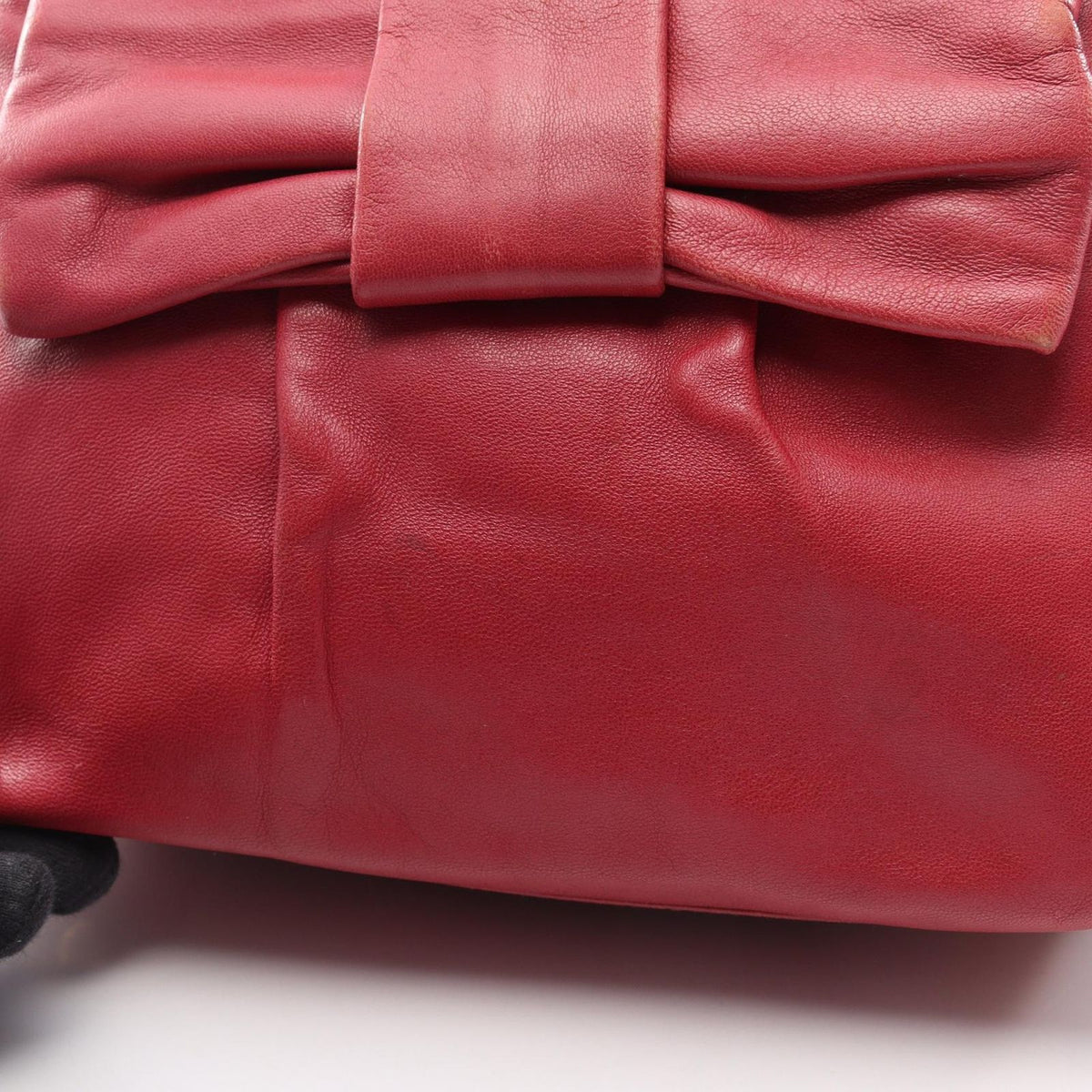 Prada Handbag Nappa Fiocco 2-Way Pink Leather Ribbon Shoulder — view 8