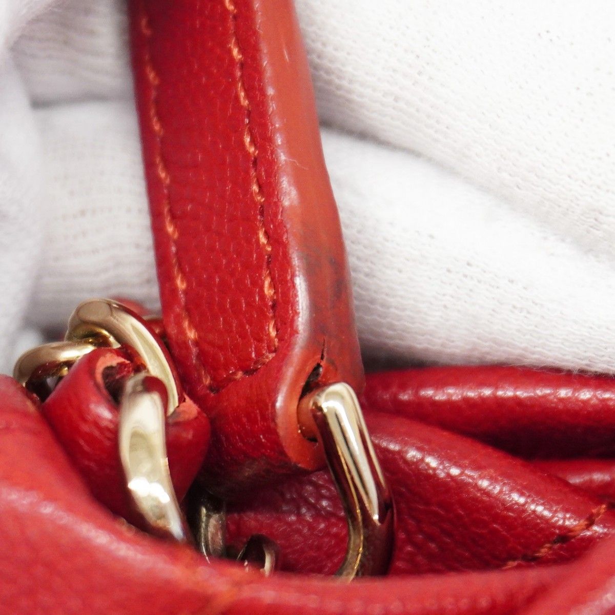 Chanel Handbag Quilted Caviar Leather Red Chien Panning Gold 2-Way — view 8