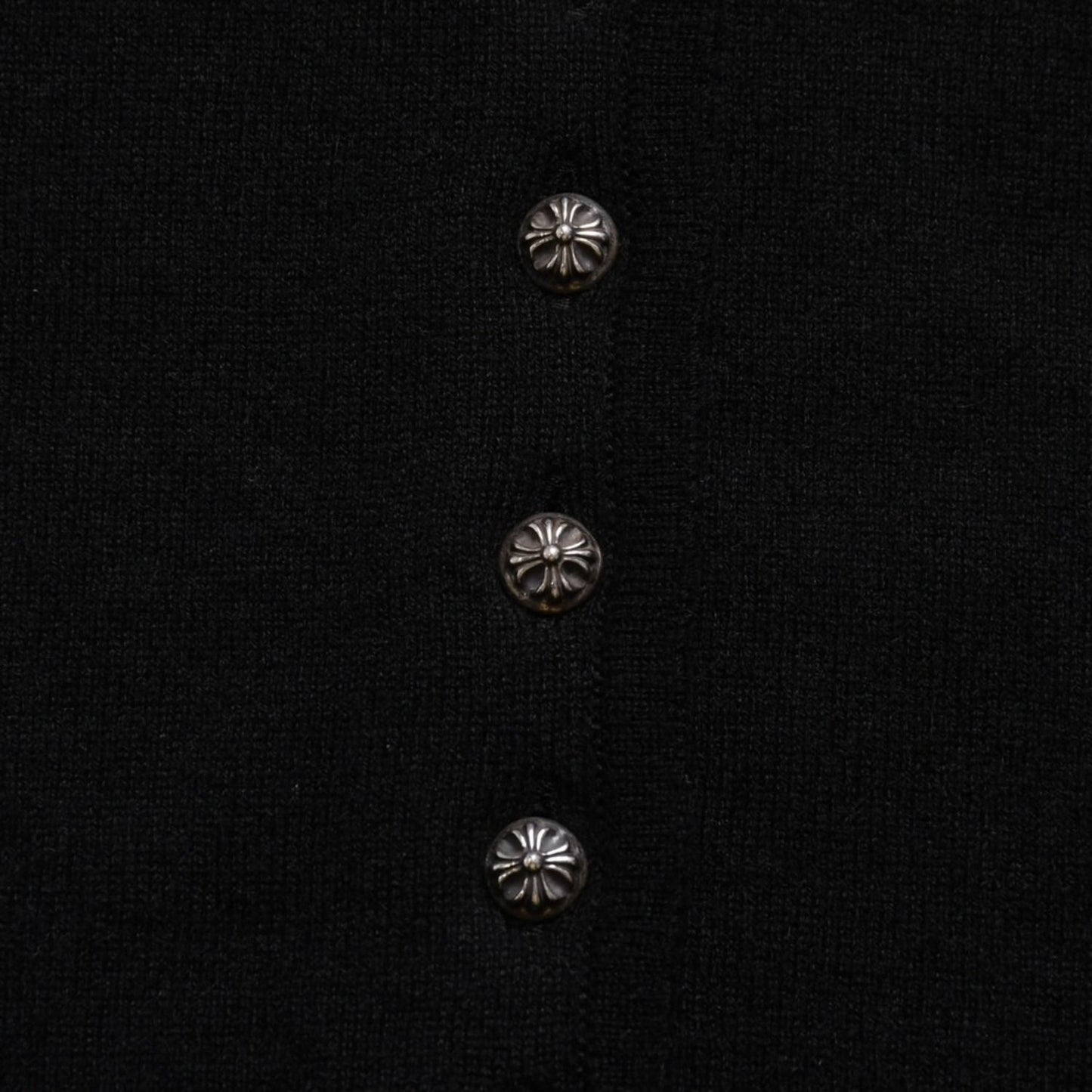 Chrome Hearts Knit Cardigan Cashmere Rhinestone Heart Decoration Black Silver XL — view 8